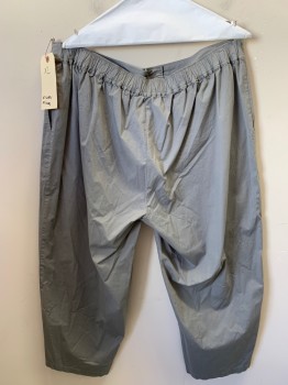 EILEEN FISHER, Lt Gray, Cotton, Elastane, Solid, Flat Front, Elastic Back Waist, 2 Pockets, Cropped Pant