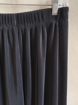 EXPRESS, Black, Polyester, Solid, Elastic Waistband, Fortuny Pleats
