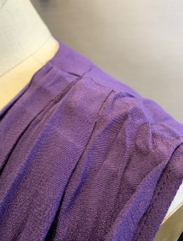 MAEVE, Aubergine Purple, Rayon, Solid, Crepe, Surplice V-neck, Gathered at Waist and Shoulder Seams, Elastic Waist, Faux Wrap Dress, Hem Above Knee,  **With Matching Fabric Belt