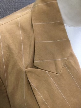ZARA, Goldenrod Yellow, White, Polyester, Stripes, Double Breasted, Collar Attached, Peaked Lapel, 2 Pockets