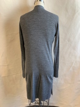 HALOGEN, Dk Gray, Wool, Acrylic, V-neck, Single Breasted, Button Front, 6 Buttons, 2 Pockets