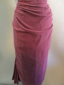 Mens, Historical Fiction Skirt, Wine Red, Silk, Solid, 30W, Hidden Hook & Eyes, Girdle In Front Under Pleated Drape