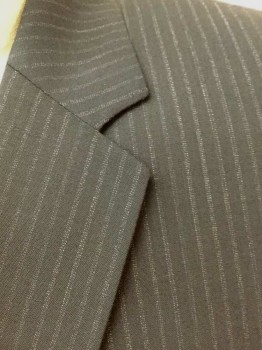 HUGO BOSS, Black, Gray, Wool, Stripes - Pin, Black with Gray Dashed/Specked Stripe, Single Breasted, Notched Lapel, 2 Buttons, 3 Pockets