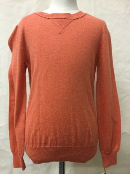 Childrens, Sweater, Crewcuts, Orange, Cotton, Cashmere, Solid, 6/7 Yr, Crew Neck, Long Sleeves,