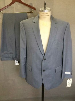 Mens, Suit, Jacket, MICHAEL KORS, Lt Gray, Wool, Polyester, Solid, 44S, Single Breasted,  Notched Lapel, 2 Buttons,