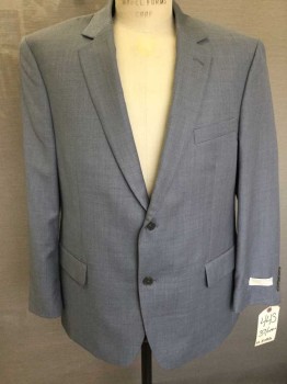 MICHAEL KORS, Lt Gray, Wool, Polyester, Solid, Single Breasted,  Notched Lapel, 2 Buttons,
