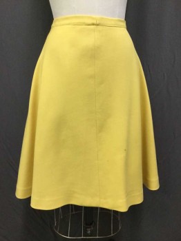 Womens, 1960s Vintage, Suit, Skirt, NO LABEL, Mustard Yellow, Wool, Solid, 28, Back Zipper, Back Button, Hem At Knee, Bias Cut