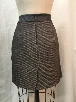 ORSAY, Bronze Metallic, Brown, Faux Leather, Polyester, Diamonds, Stitched Down Faux Wrap Look Front with Asymmetrical Hem, Back Zipper, Puckery Texture