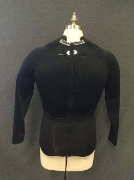 Unisex, Muscle Suit, MTO, Black, Polyester, Solid, 38, Stretch, Shirt With Long Sleeves, Center Back Zipper, Pecs and Shoulder And Upper Back Padding, Twill Tape Attached to Zipper for Convenience