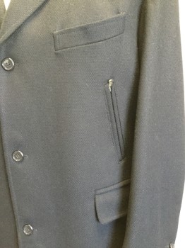 TURIST, Navy Blue, Wool, Cashmere, Solid, Single Breasted, Notched Lapel, 5 Pockets,