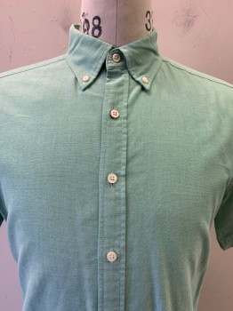 Gant, Mint Green, White, Cotton, Heathered, S/S, Button Front, C.A.,