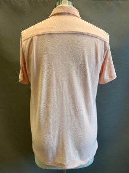 Pacsun, Lt Pink, Polyester, Cotton, Solid, S/S, Button Front, C.A.,