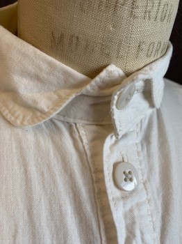 C&C SUTLERY, White, Cotton, Solid, Reproduction, L/S, 4 Button Placket, Rounded Collar, Gussets Under Arms, Civil War Re-enactment