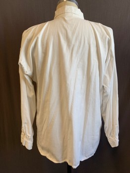 Mens, Historical Fiction Shirt, C&C SUTLERY, White, Cotton, Solid, N:15.5, M, Slv:32, Reproduction, L/S, 4 Button Placket, Rounded Collar, Gussets Under Arms, Civil War Re-enactment