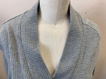 Womens, SPA Robe, GILLIGAN O'MALLEY, Gray, Cotton, Solid, XS, Waffle Weave, with Belt, 2 Pockets,