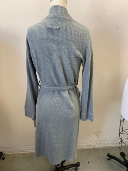 Womens, SPA Robe, GILLIGAN O'MALLEY, Gray, Cotton, Solid, XS, Waffle Weave, with Belt, 2 Pockets,