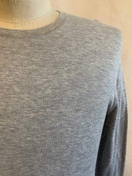 JAMES PERSE, Lt Gray, Cotton, Solid, Heathered, Crew Neck, Long Sleeves