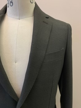 SUIT SUPPLY, Dk Olive Grn, Wool, Solid, 2 Buttons, Single Breasted, Notched Lapel, 3 Pockets,