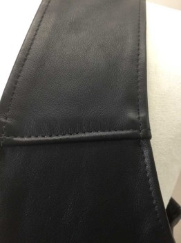 Mens, Leather Vest, NYC, Black, Leather, Solid, 44, Open Center Front, No Closures, No Lining