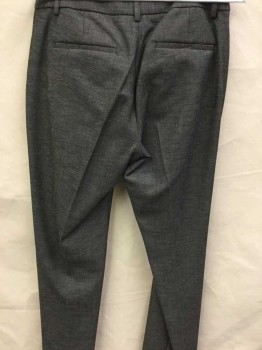 EXPRESS, Charcoal Gray, Polyester, Cotton, Heathered, Mid Rise, Flat Front, Zip Front, Belt Loops, Good Stretch