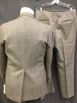 BANCROFT, Espresso Brown, Cream, Brown, Rust Orange, Wool, Plaid, Single Breasted, Notched Lapel, 2 Buttons,  3 Pockets, Single Back Vent