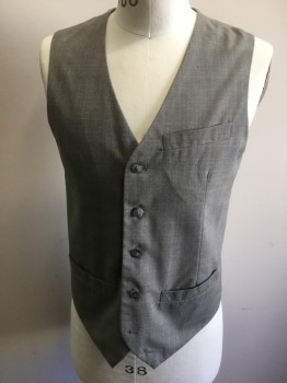 PERRY ELLIS, Lt Gray, Beige, Lt Blue, Polyester, Rayon, Plaid, Single Breasted, 2 Buttons,  Notched Lapel,