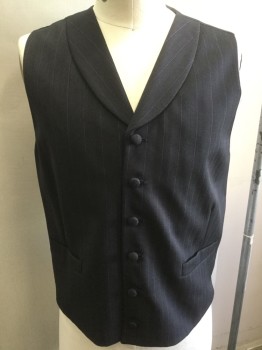 Mens, Historical Fict Suit Piece 2, MARTIN GREENFEILD, Dk Gray, Purple, Wool, Stripes - Vertical , 42 , Button Front, Shawl Collar, 2 Pockets,