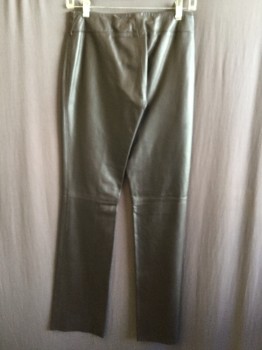 Womens, Leather Pants, FOX 26, Dk Brown, Leather, Solid, W 26, Zip Front, 2 Pockets