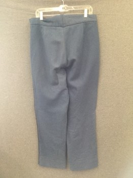 N/L MTO, Blue, Wool, Solid, POSTAL UNIFORM PANTS  Button Fly with Black Soutache Trim at Outerside of Pant Leg.. Repair Detail at Right Knee