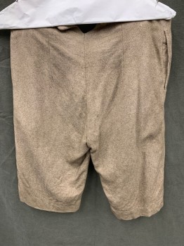 Childrens, Pants 1890s-1910s, N/L, Khaki Brown, Wool, Solid, W 30, Shorts, Button Front, Suspender Buttons, Split Back Waist,