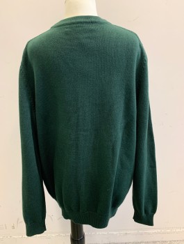 Childrens, Cardigan Sweater, BROOKS BROTHERS, Forest Green, Cotton, Solid, M, Knit, V-neck, 5 Buttons, Long Sleeves