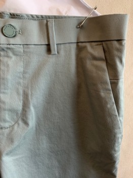 BANANA REPUBLIC, Gray, Cotton, Polyester, Solid, 4 Pockets, Right Back Zip Pocket, Zip Fly, Button Closure, Belt Loops