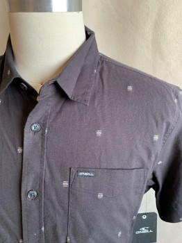 Mens, Casual Shirt, ONEILL, Faded Black, Cotton, Elastane, S, Dobby Pattern, Button Front, Collar Attached, Short Sleeves, 1 Pocket