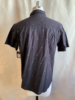 ONEILL, Faded Black, Cotton, Elastane, Dobby Pattern, Button Front, Collar Attached, Short Sleeves, 1 Pocket