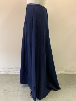 Womens, Skirt 1890s-1910s, MTO, Navy Blue, Wool, Solid, W25, Made To Order, Seam Detail Center Front, Hooks & Eyes Center Back, No Hem (Feel Free to Hem), Has a Slight Train