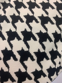 MICHAEL KORS , White, Black, Polyester, Spandex, Houndstooth, Knee Length, Princess Continuous Seam, Zipper at Front, Circle Skirt Bottom, Zipper at Center Back