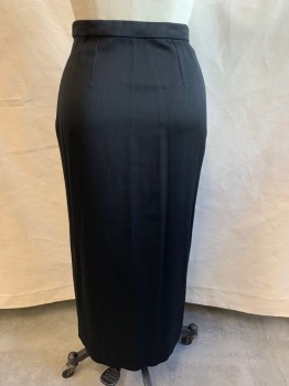 Womens, Skirt, Long, MTO, Black, Wool, Solid, 27, Side Zipper, Pleated Front, Ankle Length
