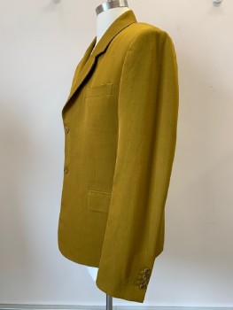 PAUL SMITH, Dijon Yellow, Wool, Solid, L/S, 2 Buttons, Single Breasted, Notched Lapel, 3 Pockets,