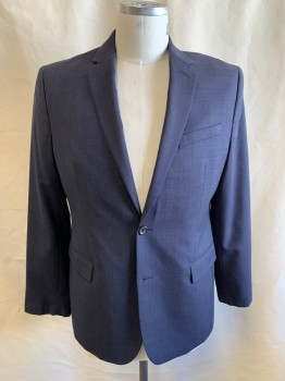BANANA REPUBLIC, Navy Blue, Lt Gray, Wool, 2 Color Weave, Single Breasted, 2 Buttons, 3 Pockets, Notched Lapel, Single Vent