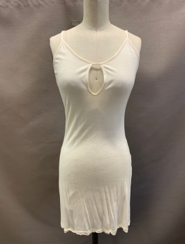 FREE PEOPLE, Cream, Rayon, Synthetic, Solid, Slip to Go with Matching Dress (CF018276), Spaghetti Strap, Jersey, Keyhole, Adjustable Straps