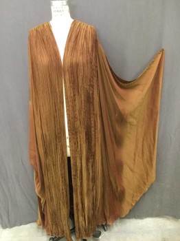 Unisex, Historical Fiction Robe , MTO, Burnt Orange, Bronze Metallic, Silk, Solid, O/S, Made To Order, 2 Color Weave Burnt Orange/Bronze, Fortuny Pleating Front and Back, Smooth Sides, No Closures, Sci-Fi/Fantasy,