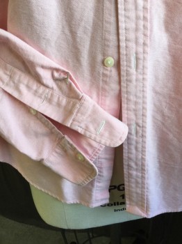RALPH LAUREN SPORT, Pink, Cotton, Solid, Collar Attached, Button Down, Button Front, Long Sleeves,