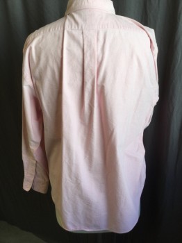 RALPH LAUREN SPORT, Pink, Cotton, Solid, Collar Attached, Button Down, Button Front, Long Sleeves,