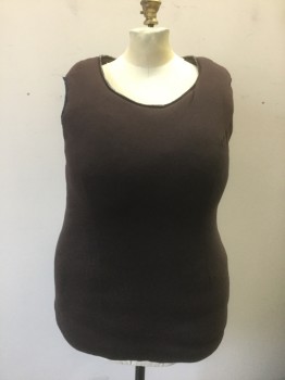 Unisex, Fat Padding, N/L, Brown, Cotton, Polyester, Solid, <42", Brown Cotton Jersey Over Padded Body, Sleeveless, Scoop Neck, Hip Length, Mostly Even Distribution of Padding with Feminine Body Contours (Breasts, Bum, Etc).  Center Back Zipper, Made To Order
