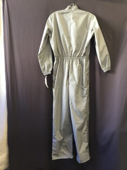 Womens, Sci-Fi/Fantasy Jumpsuit, MTO, Lt Gray, Solid, 28w, 36/38b, 54g, Stand Collar, Velcro Close Front, Long Sleeves with Elastic Cuffs and Back/side Waistband, Loose Fitting, Petite Hight, Multiples