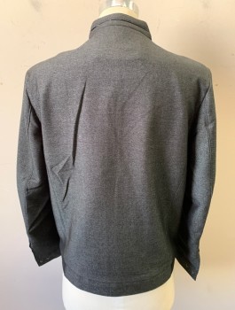 D DESIGNS , Charcoal Gray, Gray, Polyester, Heathered, Zip Front, Stand Collar, 2 Zip Pockets, Black Rib Knit Waistband