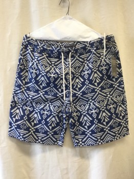 THREAD FOR THOUGHT, Navy Blue, White, Poly/Cotton, Native American/Southwestern , Elastic Drawstring Waist