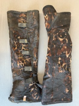 Unisex, Sci-Fi/Fantasy Gauntlets, N/L, Brown, Black, Synthetic, Spots , O/S, *Aged/Distressed*, 5 Velcro Strips