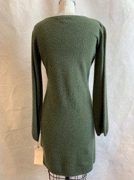 TRICOTEZ, Olive Green, Cashmere, Solid, Knit, Round Neck,  Key Hole with Button,