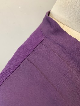 INC, Aubergine Purple, Polyester, Rayon, Solid, Cap Sleeve, Front is Chiffon, Back is Jersey, V-Neck, Pleats at Shoulder Seam, Pullover